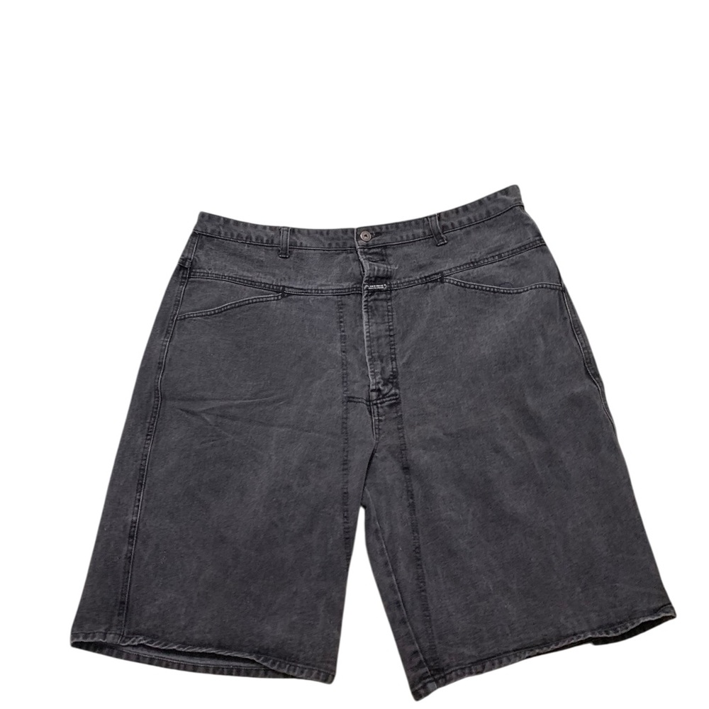 Marithe Francois Girbaud Vintage 90s Y2K Black Faded Denim Long Jean Shorts